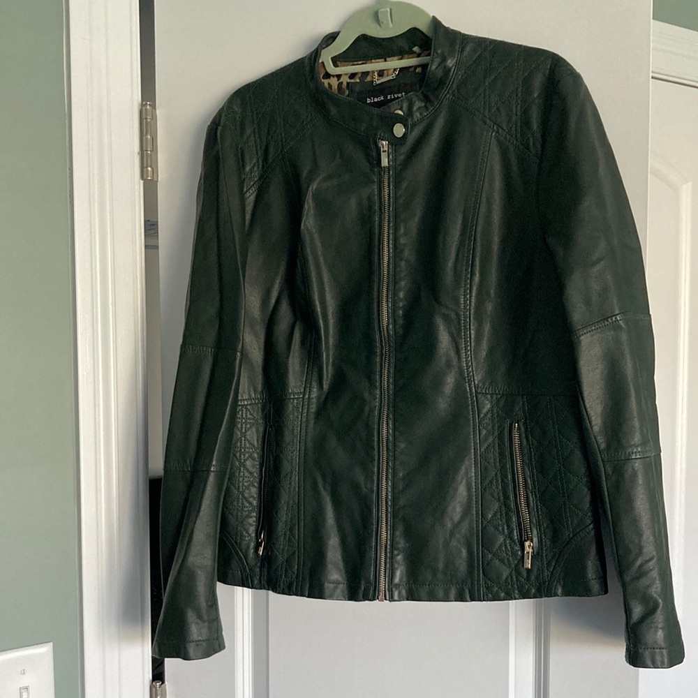 Black Rivet green faux leather jacket.  Size XL.